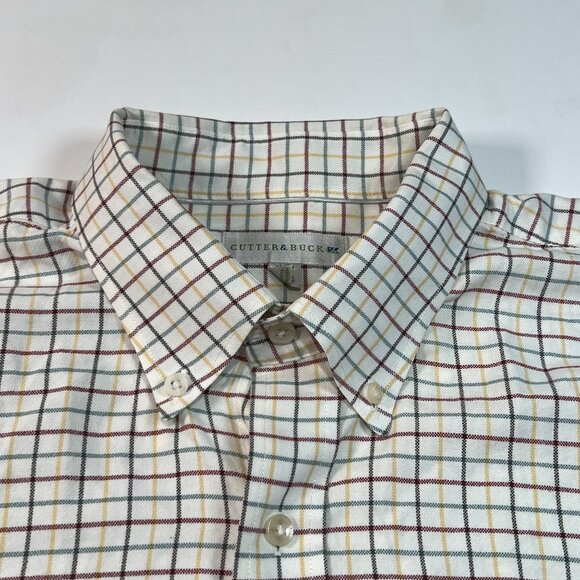 Cutter & Buck Mens Button Down Shirt XL Long Sleeve White Yellow Purple Check - Picture 4 of 9